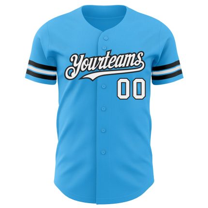 Personalized Custom Name Number Authentic Baseball Jersey Sky Blue White Black Personalized Sky Blue White-Black Authentic