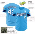 Custom Name and Number Authentic Baseball Jersey - Personalized Sky Blue White-Navy Team Jersey Personalized Sky Blue White-Navy