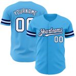 Custom Name and Number Authentic Baseball Jersey - Personalized Sky Blue White-Navy Team Jersey Personalized Sky Blue White-Navy