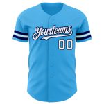 Custom Name and Number Authentic Baseball Jersey - Personalized Sky Blue White-Navy Team Jersey Personalized Sky Blue White-Navy