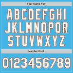Custom Name and Number Baseball Jersey in Sky Blue White-Orange - Authentic 3 Color Arm Shapes Personalized Sky Blue White-Orange