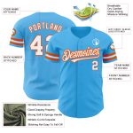 Custom Name and Number Authentic Baseball Jersey in Sky Blue White-Orange - Personalized Team Gear Personalized Sky Blue