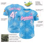 Custom Name & Number Navigation Compass 3D Pattern Baseball Jersey - Personalized Sky Blue White-Pink Design Personalized