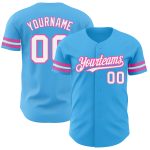 Custom Name and Number Baseball Jersey | Personalized Sky Blue White-Pink Authentic Team Jersey Personalized Sky Blue White-Pink