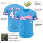 Custom Name and Number Baseball Jersey | Personalized Sky Blue White-Pink Authentic Team Jersey Personalized Sky Blue White-Pink