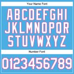 Custom Name and Number Performance T-Shirt - Sky Blue White Pink Team Apparel Personalized Sky Blue White-Pink Performance