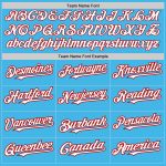 Custom Sky Blue Baseball Jersey with Red White Arm Shapes, Personalized Name and Number - Authentic Team Apparel Personalized