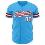 Custom Name and Number Authentic Baseball Jersey - Personalized Sky Blue Red-White Team Jersey Personalized Sky Blue White-Red