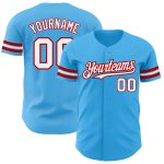 Custom Name and Number Authentic Baseball Jersey - Personalized Sky Blue Red-White Team Jersey Personalized Sky Blue White-Red
