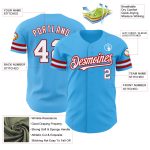 Custom Name and Number Authentic Baseball Jersey - Personalized Sky Blue Red-White Team Jersey Personalized Sky Blue White-Red