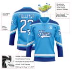 Custom Name and Number Sky Blue White-Royal Hockey Jersey - Personalized Lace Neck Team Jersey Personalized Sky Blue White-Royal