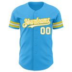 Personalized Authentic Baseball Jersey in Sky Blue with White and Yellow Highlights Personalized Sky Blue White-Yellow Authentic