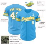 Personalized Authentic Baseball Jersey in Sky Blue with White and Yellow Highlights Personalized Sky Blue White-Yellow Authentic