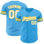 Personalized Authentic Baseball Jersey in Sky Blue with White and Yellow Highlights Personalized Sky Blue White-Yellow Authentic