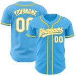 Custom Name and Number Sky Blue Yellow Authentic Baseball Jersey - Personalized Team Jersey Personalized Sky Blue White-Yellow