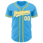 Custom Name and Number Sky Blue Yellow Authentic Baseball Jersey - Personalized Team Jersey Personalized Sky Blue White-Yellow