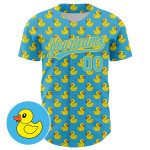 Personalized Animal Duck Baseball Jersey - 3D Sky Blue Yellow Pattern, Custom Name & Number Personalized Sky Blue Yellow