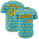 Custom Name and Number Duck Baseball Jersey - 3D Sky Blue Yellow-Black Pattern Design, Authentic Team Gear Personalized Sky