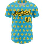 Custom Name and Number Duck Baseball Jersey - 3D Sky Blue Yellow-Black Pattern Design, Authentic Team Gear Personalized Sky