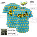 Custom Name and Number Duck Baseball Jersey - 3D Sky Blue Yellow-Black Pattern Design, Authentic Team Gear Personalized Sky