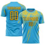 Custom Soccer Uniform Jersey with Personalized Name and Number - Sky Blue Yellow Black Sublimation Design Personalized Sky