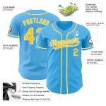 Custom Authentic Baseball Jersey with Personalized Name & Number - Sky Blue Yellow-White Team Design Personalized Sky Blue