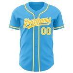 Custom Authentic Baseball Jersey with Personalized Name & Number - Sky Blue Yellow-White Team Design Personalized Sky Blue