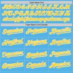Custom Team Baseball Jersey - Personalized Sky Blue and Yellow-White Lines with Name and Number Personalized Sky Blue Yellow-White