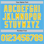 Custom Team Baseball Jersey - Personalized Sky Blue and Yellow-White Lines with Name and Number Personalized Sky Blue Yellow-White