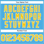 Custom Team Performance T-Shirt with Name and Number - Sky Blue Yellow-White Personalized Sky Blue Yellow-White Performance