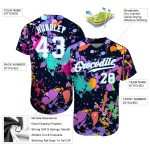 Custom Graffiti Pattern White-Light Blue Softball Jersey with Personalized Name and Number - 3D Authentic Design Personalized