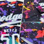 Custom Graffiti Pattern White-Light Blue Softball Jersey with Personalized Name and Number - 3D Authentic Design Personalized
