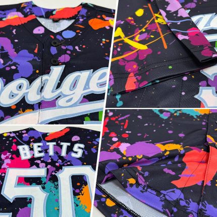 Custom Graffiti Pattern White-Light Blue Softball Jersey with Personalized Name and Number - 3D Authentic Design Personalized