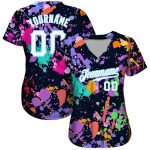 Custom Graffiti Pattern White-Light Blue Softball Jersey with Personalized Name and Number - 3D Authentic Design Personalized