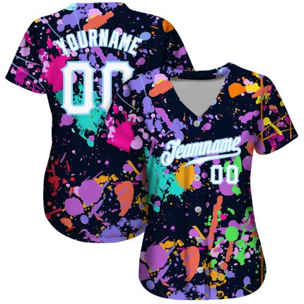 Custom Graffiti Pattern White-Light Blue Softball Jersey with Personalized Name and Number - 3D Authentic Design Personalized