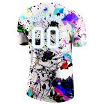 Personalized 3D Performance T-Shirt with Graffiti Pattern in White and Light Blue Personalized Splashes Graffiti Pattern