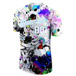 Personalized 3D Performance T-Shirt with Graffiti Pattern in White and Light Blue Personalized Splashes Graffiti Pattern
