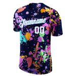 Custom Name Number 3D Performance T-Shirt - Graffiti Pattern White Light Blue, Personalized Team Apparel Personalized Splashes