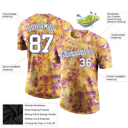 Custom Name and Number Personalized 3D Performance T-Shirt White-Royal Graffiti Pattern for Team Sports Personalized Splashes