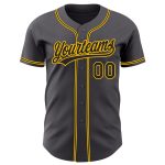Custom Personalized Steel Gray Black Gold Baseball Jersey - Team Name & Number Authentic Personalized Steel Gray Black-Gold