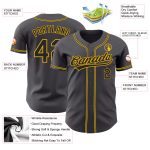 Custom Personalized Steel Gray Black Gold Baseball Jersey - Team Name & Number Authentic Personalized Steel Gray Black-Gold