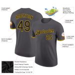 Custom Team Performance T-Shirt with Name and Number - Personalized Steel Gray Black-Gold Personalized Steel Gray Black-Gold