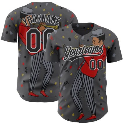 Custom Jazz Music Baseball Jersey - Personalized Steel Gray 3D Pattern with Name and Number Personalized Steel Gray Black-Gray