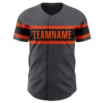 Custom Steel Gray Black-Orange Baseball Jersey with Personalized Name & Number - Authentic Team Gear Personalized Steel Gray