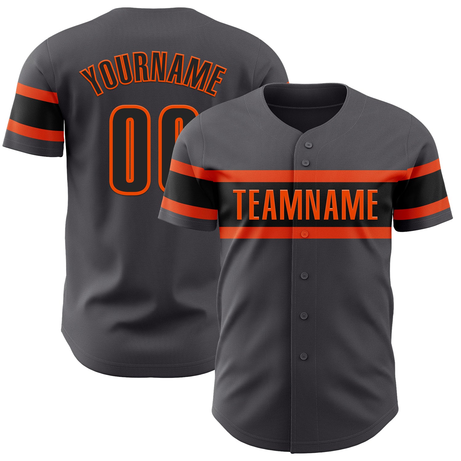 Custom Steel Gray Black-Orange Baseball Jersey with Personalized Name & Number - Authentic Team Gear Personalized Steel Gray