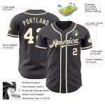 Custom Name and Number Authentic Baseball Jersey in Steel Gray Cream - Personalized Team Apparel Personalized Steel Gray