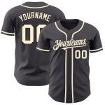 Custom Name and Number Authentic Baseball Jersey in Steel Gray Cream - Personalized Team Apparel Personalized Steel Gray