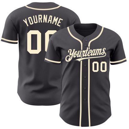 Custom Name and Number Authentic Baseball Jersey in Steel Gray Cream - Personalized Team Apparel Personalized Steel Gray