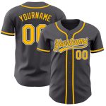 Custom Name and Number Baseball Jersey - Personalized Authentic Steel Gray and Gold-White Team Jersey Personalized Steel
