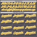 Customizable Steel Gray Baseball Jersey with Gold-White Lines, Team Name & Number - Authentic Design Personalized Steel Gray